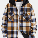 Flannel Fleece Lined Hooded Button Up Shirt
