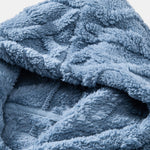 Relax Fit Geometric Jacquard Teddy Fleece Hoodie