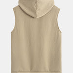 Striped Jacquard Sleeveless Hooded T-Shirt