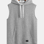 Striped Jacquard Sleeveless Hooded T-Shirt