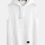 Striped Jacquard Sleeveless Hooded T-Shirt