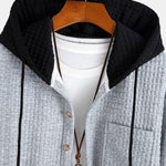 Contrast Waffle Hooded Shirt