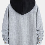 Contrast Waffle Hooded Shirt