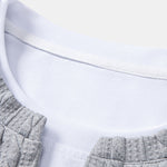 Relax Fit 2 In 1 Twisted Jacquard Notched Collar T-Shirt