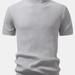 Ribbed Mock Neck Knitted Sweater T-Shirt