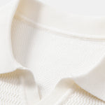 Long Sleeve Wave Jacquard V Neck Knit Polo Shirt