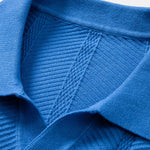 Long Sleeve Stripe V Neck Knit Polo Shirt