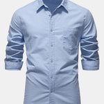 Long Sleeve Linen Cotton Blend Shirt With Pocket