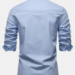 Long Sleeve Linen Cotton Blend Shirt With Pocket