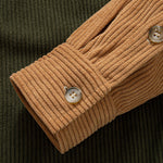Relax Fit Corduroy Patchwork Hooded Shirt With Pockets & Straight Leg Corduroy Pants