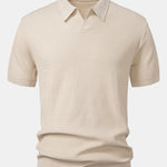 Wave Jacquard Knit V Neck Polo Shirt & Slim Fit Tapered Trousers