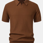 Wave Jacquard Knit V Neck Polo Shirt & Cotton Chino Shorts