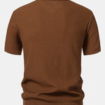 Wave Jacquard Knit V Neck Polo Shirt & Straight Leg Ribbed Pants