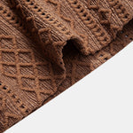 Geometry Rhombus Jacquard Button Up Shirt & Crinkle Textured Straight Leg Pants