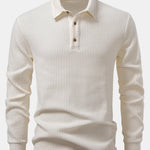 Long Sleeved Knitted Waffle Polo Shirt & Drawstring Knitted Waffle Pants