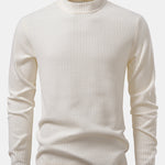 Long Sleeve Waffle Mock Neck T-Shirt & Drawstring Knitted Waffle Pants