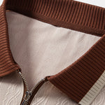 Contrast Trim Textured Zipper Knit Polo