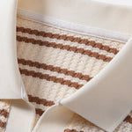 Stripe Waffle Johnny Collar Polo & Slim Fit Tapered Trousers