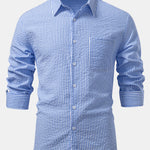 3 Pieces Seersucker Striped Button Up Shirt