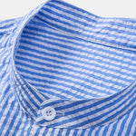 3 Pieces Seersucker Striped Stand Collar Shirt