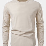 3 Pieces Basic Long Sleeve Cotton Arc Hem T-Shirts