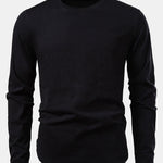 3 Pieces Basic Long Sleeve Cotton Arc Hem T-Shirts