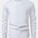 3 Pieces Basic Long Sleeve Cotton Arc Hem T-Shirts