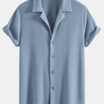 Waffle Textured Cuban Shirt & Straight Leg Linen Pants
