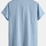 Short Sleeve Linen Look Polo Collar Shirt