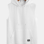 Waffle Sleeveless Hooded T-Shirt With Kangaroo Pocket