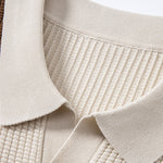 Stripe Johnny Collar Knit Polo & Slim Fit Tapered Trousers