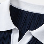 Contrast Textured Johnny Collar Knit Polo