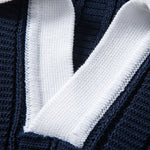 Contrast Textured Johnny Collar Knit Polo