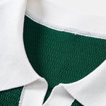 Textured Contrast Johnny Collar Knit Polo