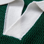 Textured Contrast Johnny Collar Knit Polo