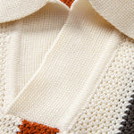 Striped Knit Johnny Collar Polo & Straight Leg Linen Pants