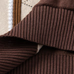 Contrast Striped Geometric zipper Knit Polo