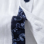 Contrast Paisley Print Linen Look Shirt