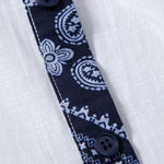 Contrast Paisley Print Linen Look Shirt
