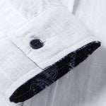 Contrast Paisley Print Linen Look Shirt & Straight Leg Linen Pants