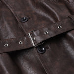 Long Line PU Leather Trench Coat