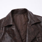 Long Line PU Leather Trench Coat