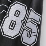 Fleece Lined Embroidery Leather Racing Jacket