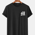 Letter Print Arc Hem T-Shirt