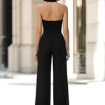 Black & White Sculpted Halter Neck Tailored Jumpsuit