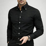 Men’s Button-Up Dress Shirt with Contrast Buttons