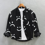 Men’s Cotton Long Sleeve Shirt with Smiley Pattern