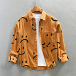 Men’s Cotton Long Sleeve Shirt with Smiley Pattern