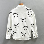 Men’s Cotton Long Sleeve Shirt with Smiley Pattern