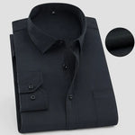 Men’s Long-Sleeve Button-Up Shirt with Textured Weave